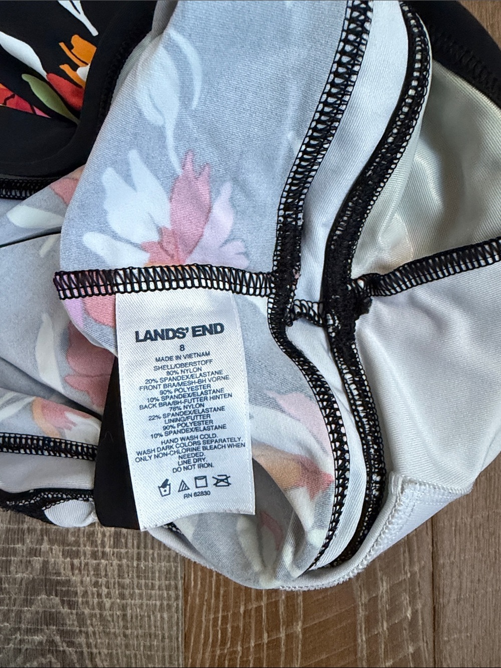 Lands' End Black Floral Tankini-Style Top - Picture 5 of 5